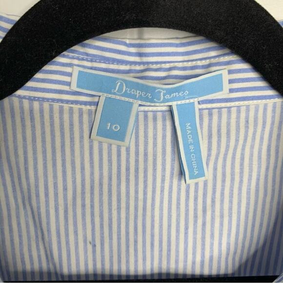 Draper James cold shoulder‎ blue striped midi shirt dress size 10 - Picture 9 of 9